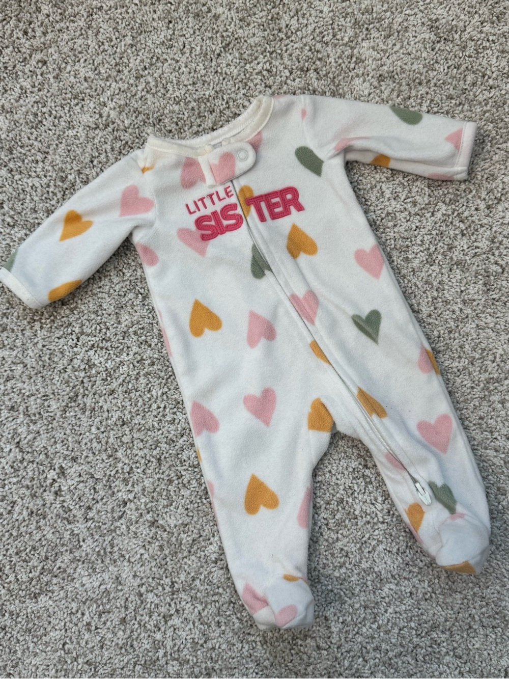 Preemie- fleece sipper footie pajamas